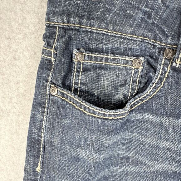 BKE Denim Culture Jeans Womens Sz 28x30 Distressed Stretch Boot Cut Med Wash - Picture 4 of 13